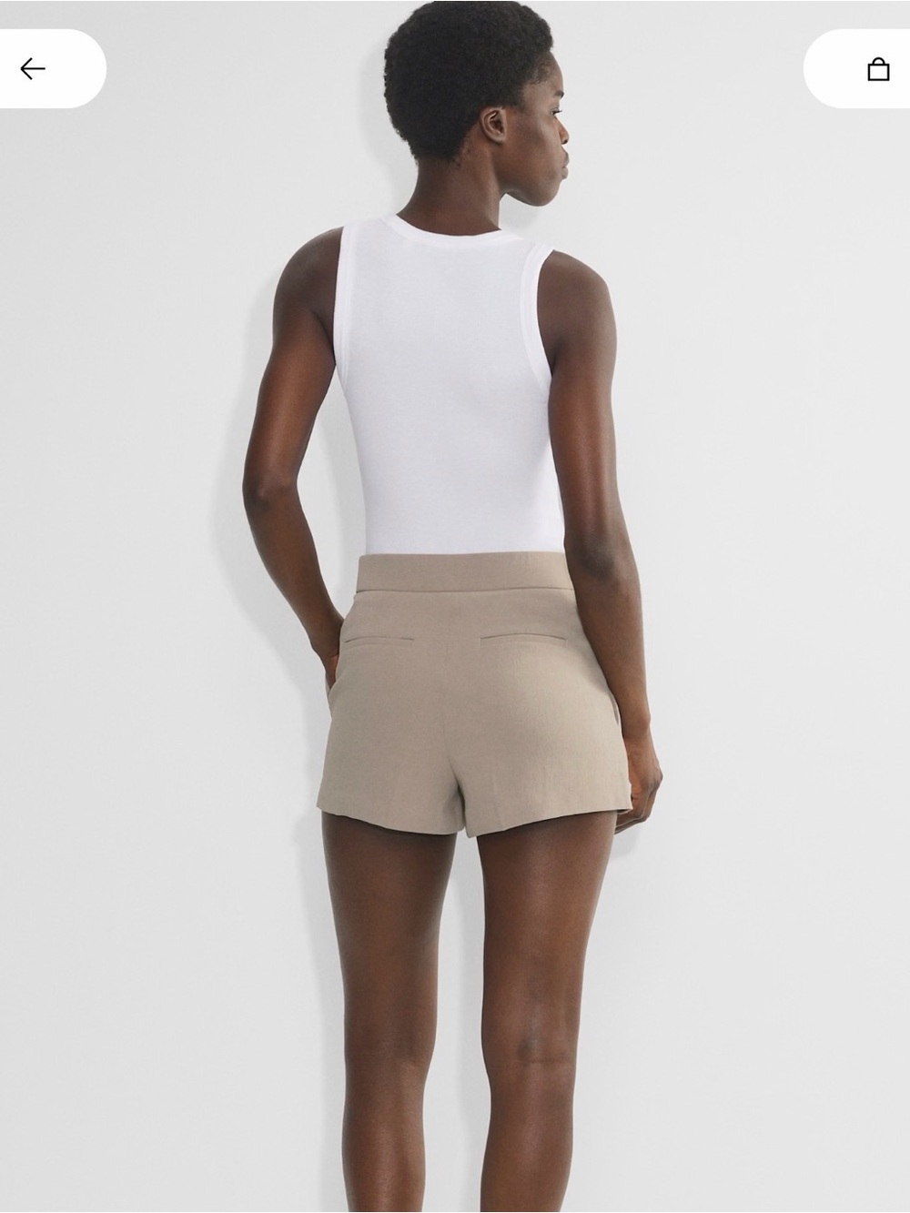 Aritzia High-Waist Tailored Shorts in Beige